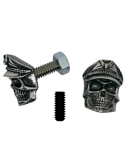 Skull license plate bolt made of 100% pewter - all hardware is included - SOLD PER PIECE - Decorative skull bolt head cover - seat bolt