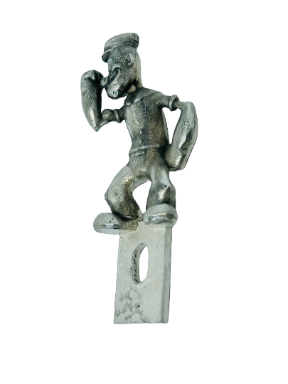 Popeye License Plate Topper - Vintage Inspired Pewter Hot Rod Accessories