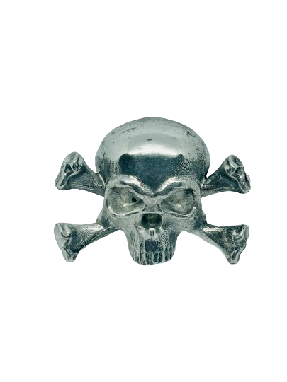 Skull and Crossbones Bolt Cover - Handmade Pewter Decorative Hardware