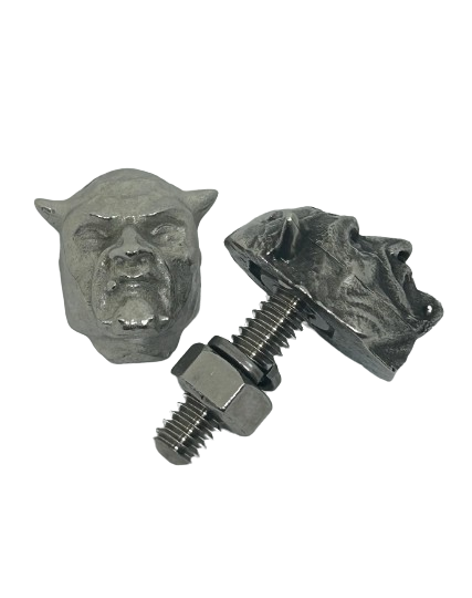Devil head license plate bolt - decorative devil bolt cover - Motorcycle license plate bolt - Pewter license plate bolt - sold per piece