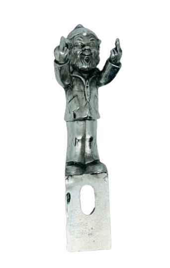 Garden Gnome plate topper - Middle finger gnome license plate top - Cute pewter garden gnome with middle fingers - rude gnome - funny gnome