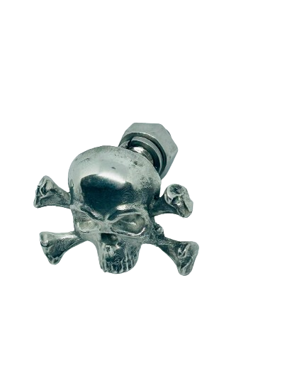 Skull and Crossbones Bolt Cover - Handmade Pewter Decorative Hardware