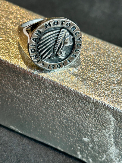 Indian Motorcycle Ring made of Stainless Steel - Size 10 only - Indian Riders Silver ring - IMRG ring - Indian Motorcycle collectible