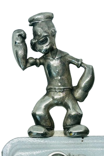 Popeye License Plate Topper - Vintage Inspired Pewter Hot Rod Accessories
