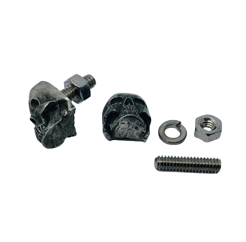 License plate bolts, Motorcycle hole covers, Windshield bolts, Custom pewter skull bolt, Skull plate holder, License plate screws, Skull