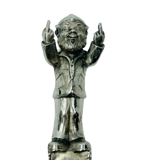 Garden Gnome plate topper - Middle finger gnome license plate top - Cute pewter garden gnome with middle fingers - rude gnome - funny gnome