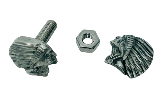 Indian Motorcycle Headdress Design License plate bolts - Indian custom bolt heads - Indian Motorcycle decor bolts - PRICE PER PIECE - imrg -