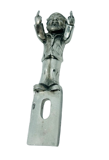 Garden Gnome plate topper - Middle finger gnome license plate top - Cute pewter garden gnome with middle fingers - rude gnome - funny gnome