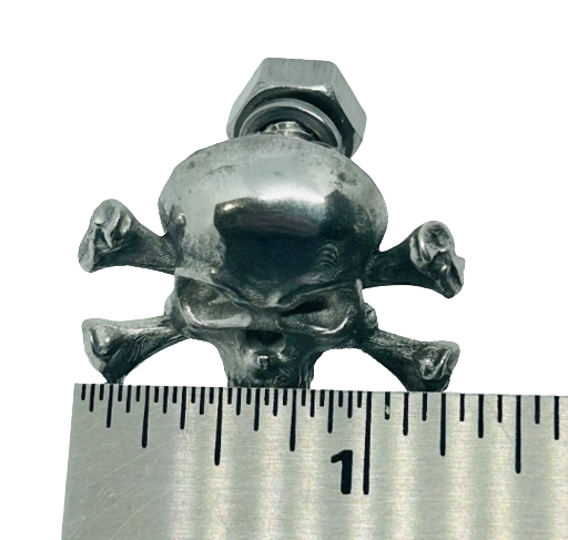 Skull and Crossbones Bolt Cover - Handmade Pewter Decorative Hardware