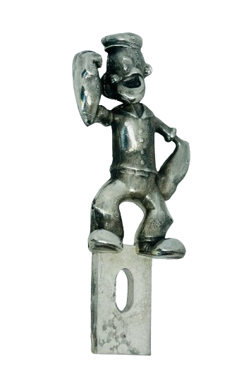 Popeye License Plate Topper - Vintage Inspired Pewter Hot Rod Accessories
