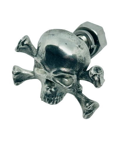 Skull and Crossbones Bolt Cover - Handmade Pewter Decorative Hardware