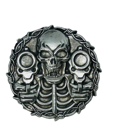 Skull with guns large size lapel pin - solid pewter biker lapel pin - Biker lapel badge with skull design - HD pin - Harley riders badge