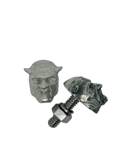 Devil head license plate bolt - decorative devil bolt cover - Motorcycle license plate bolt - Pewter license plate bolt - sold per piece