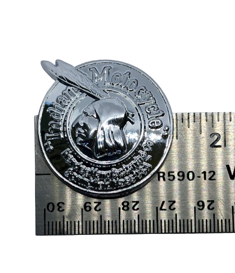 Hendee Indian Motorcycle concho in chrome silver - Vintage Indian Motorcycle badge - IMRG - Indian Hendee medallion