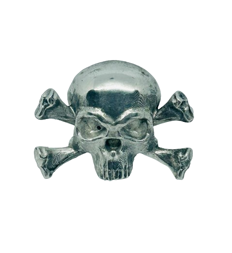Skull and Crossbones Bolt Cover - Handmade Pewter Decorative Hardware