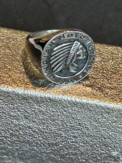 Indian Motorcycle Ring made of Stainless Steel - Size 10 only - Indian Riders Silver ring - IMRG ring - Indian Motorcycle collectible