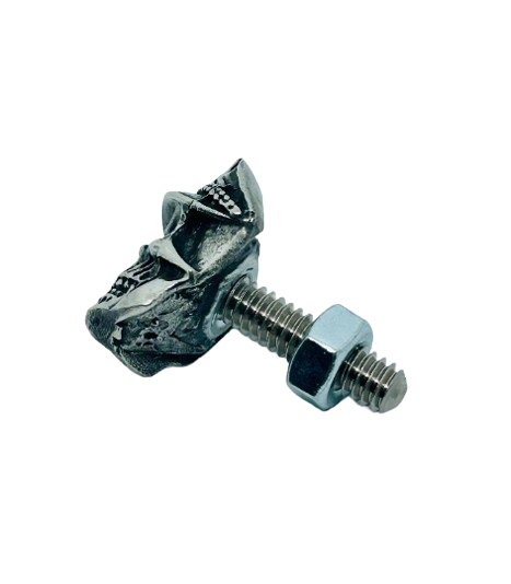 Skull license plate bolt made of 100% pewter - all hardware is included - SOLD PER PIECE - Decorative skull bolt head cover - seat bolt
