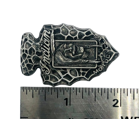 Laughing Indian medallion - Hendee Indian pewter badge - custom Hendee Indian Motorcycle fob - Indian Head medallion