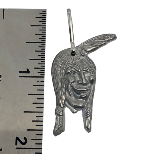 Indian Motorcycle Hendee Laughing Indian Zipper pull - Indian zipper pull - Pewter Indian Motorcycle zipper pull - Hendee Indian zipper pull