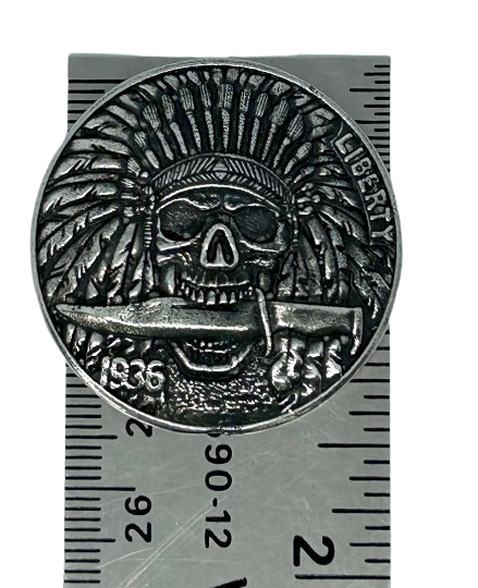 Skull concho - solid pewter skull design concho - Motorcycle concho - Indian concho - Harley concho - Motorcycle bag concho with skull