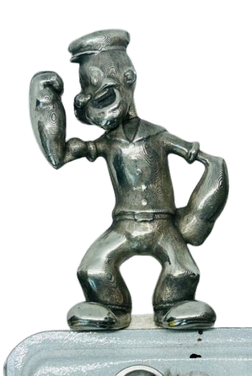 Popeye License Plate Topper - Vintage Inspired Pewter Hot Rod Accessories
