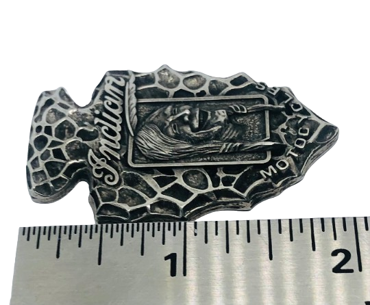 Laughing Indian medallion - Hendee Indian pewter badge - custom Hendee Indian Motorcycle fob - Indian Head medallion