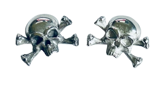 Skull and Crossbones Bolt Cover - Handmade Pewter Decorative Hardware