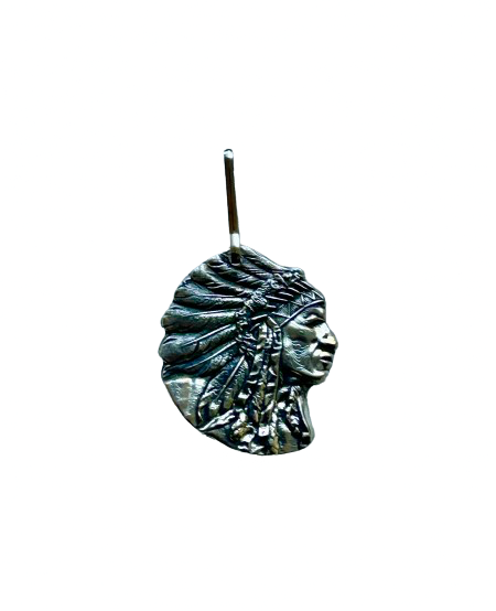 Geronimo zipper pull - Indian Motorcycle Geronimo zipper pull - Geronimo pewter badge - Geronimo pewter zipper tag