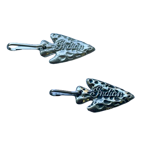 Indian Motorcycle zipper pulls - Small Indian logo arrowhead zipper pulls - Indian Motorcycle logo arrow zipper tags
