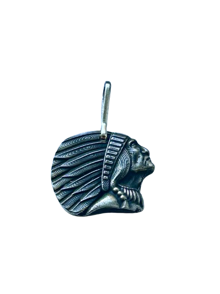 Indian Motorcycle headdress zipper pull - Pewter Indian Head zipper pull - Indian head zipper tag - Indian Motorcycle headdress pull tag