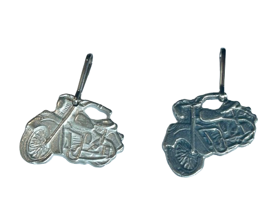 Motorcycle Zipper Pull, Indian Motorcycle zipper pull, Harley Davidson Motorcycle zipper pull, Pewter motorcycle zipper tag