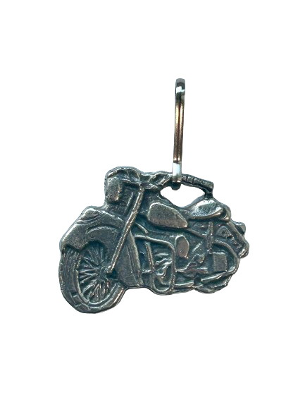 Motorcycle Zipper Pull, Indian Motorcycle zipper pull, Harley Davidson Motorcycle zipper pull, Pewter motorcycle zipper tag