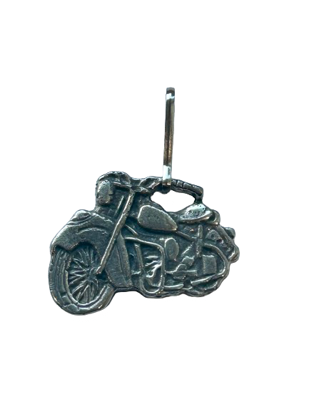 Motorcycle Zipper Pull, Indian Motorcycle zipper pull, Harley Davidson Motorcycle zipper pull, Pewter motorcycle zipper tag