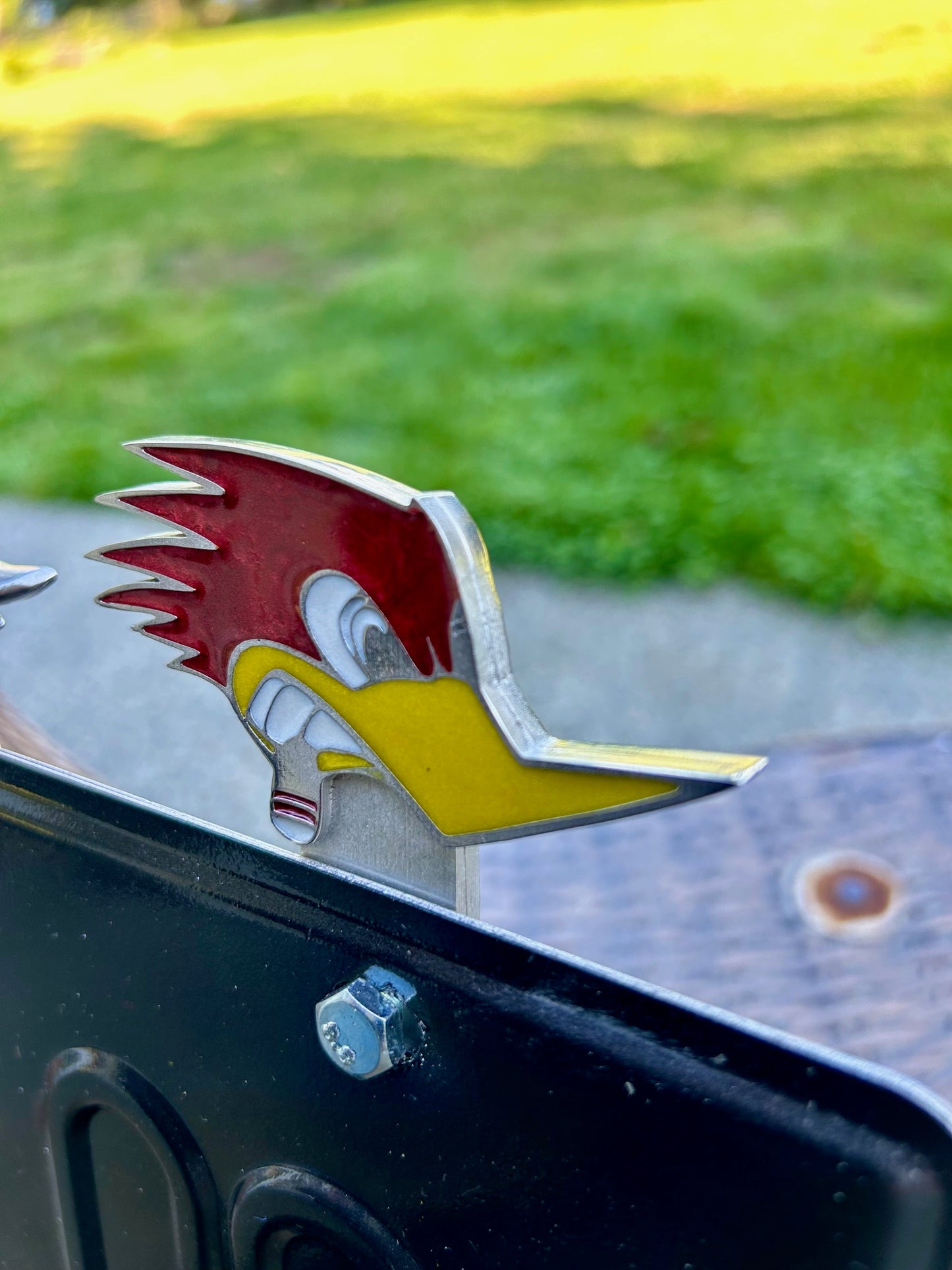 Clay Smith plate topper - Woodpecker license plate topper, Pharaohs license plate topper, Hot Rod plate topper, Clay Smith Cams woodpecker