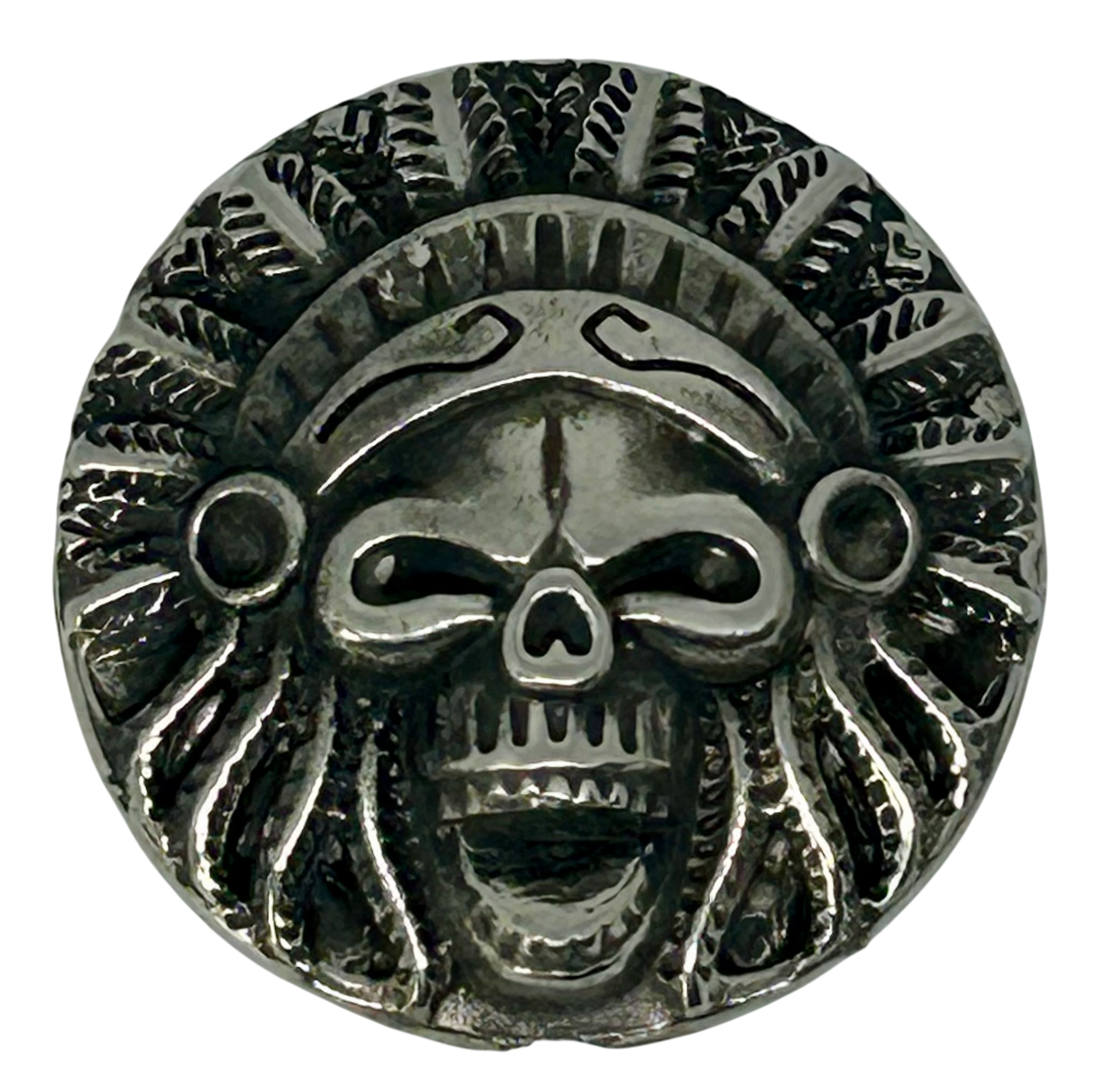 Skull Concho - Motorcycle bag Medallion - Pewter Skull decorative concho