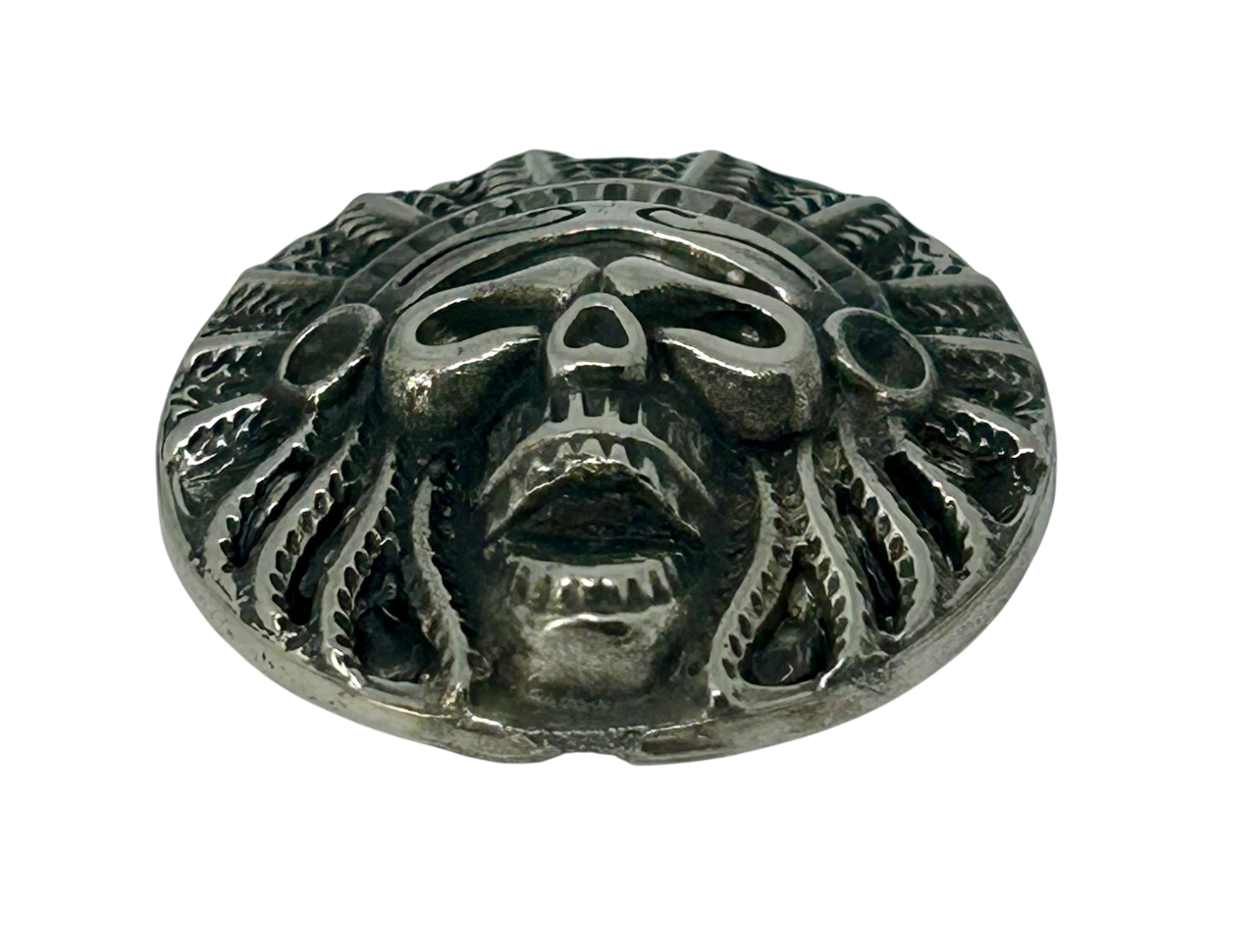 Skull Concho - Motorcycle bag Medallion - Pewter Skull decorative concho