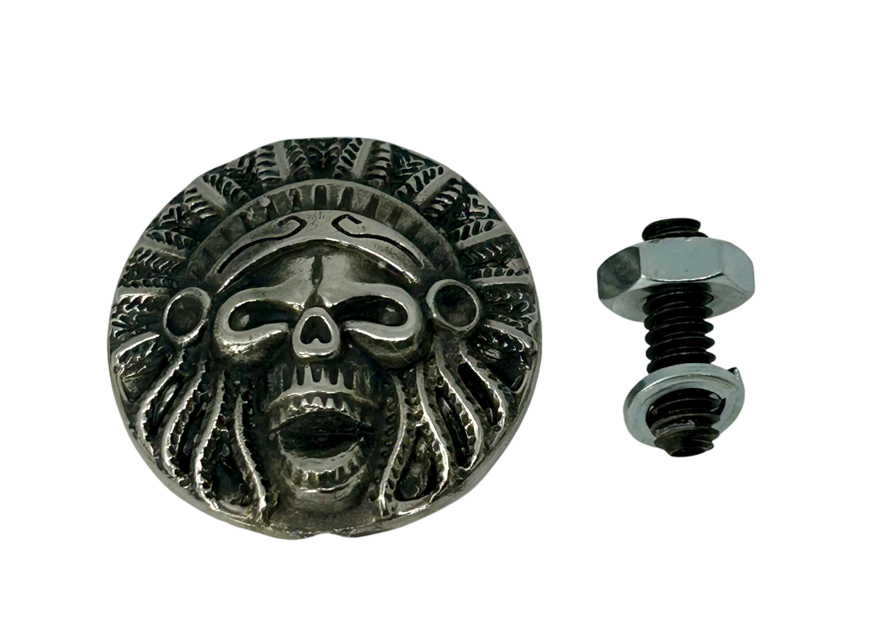 Skull Concho - Motorcycle bag Medallion - Pewter Skull decorative concho
