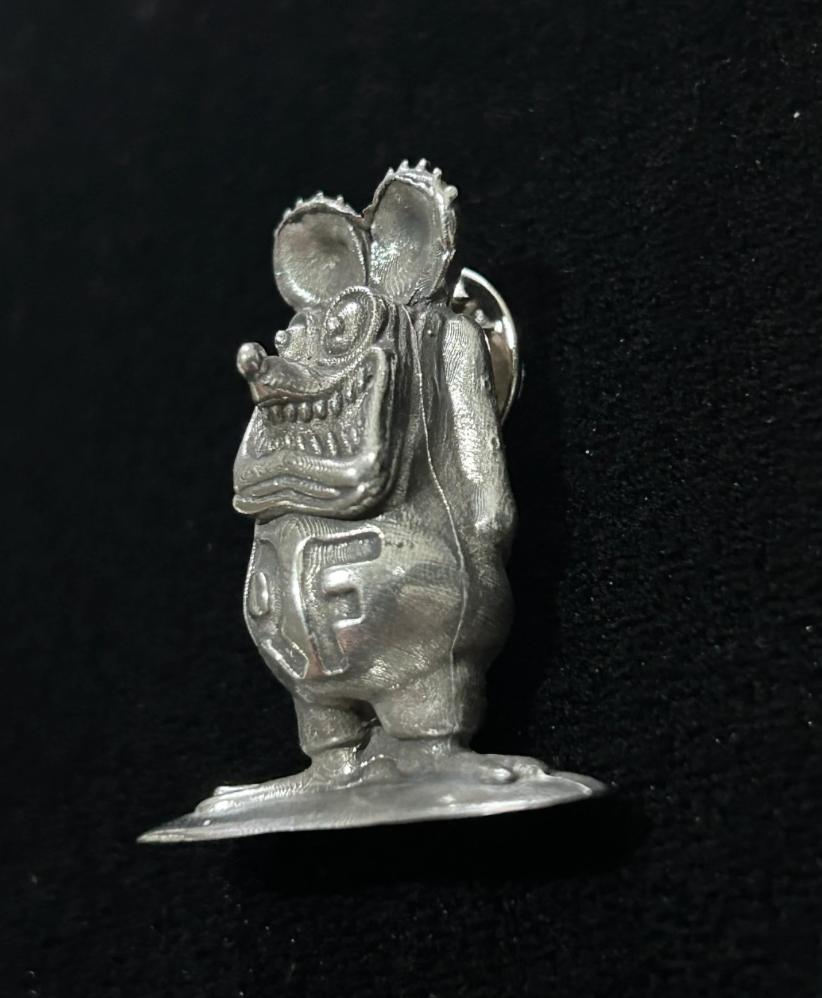 Rat Fink Solid Pewter Lapel Pin - Unique Big Daddy Ed Roth Collectible Badge