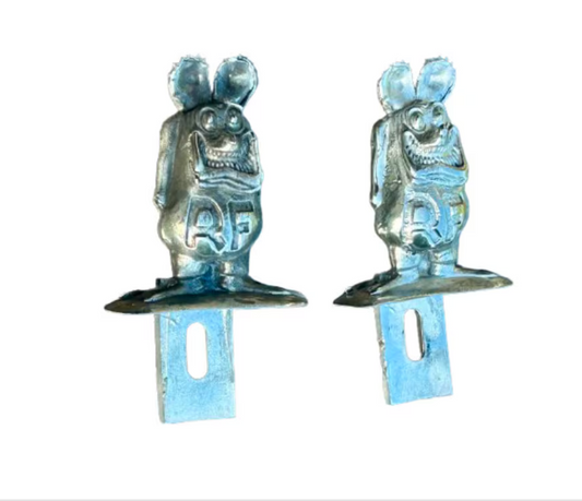 Large Pewter Ed Roth Rat Fink Licence Plate Topper