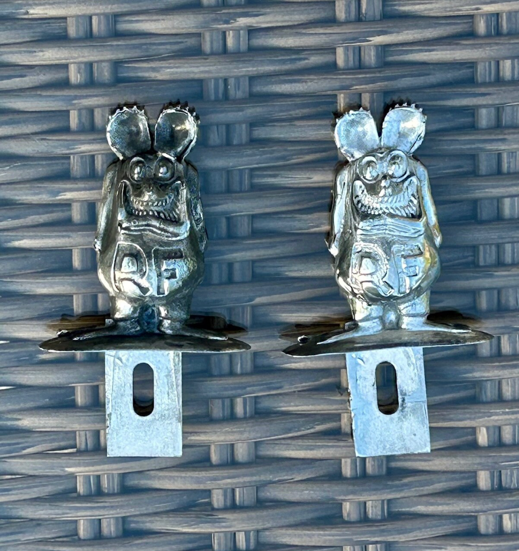 Large Pewter Ed Roth Rat Fink Licence Plate Topper