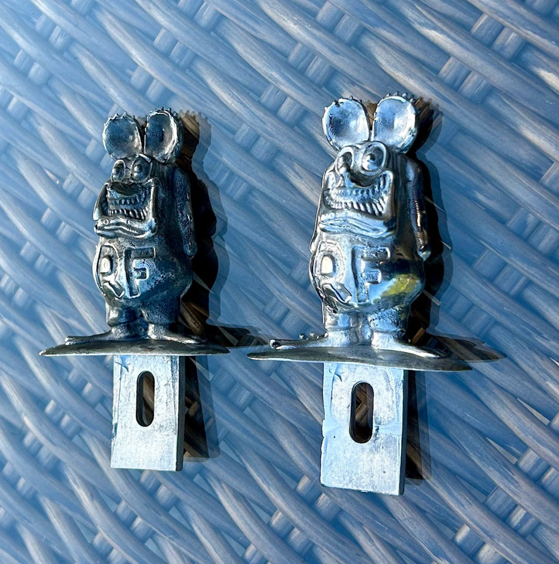 Large Pewter Ed Roth Rat Fink Licence Plate Topper