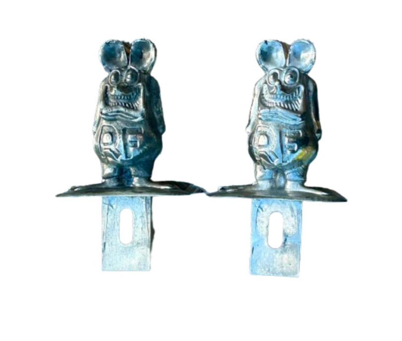 Large Pewter Ed Roth Rat Fink Licence Plate Topper