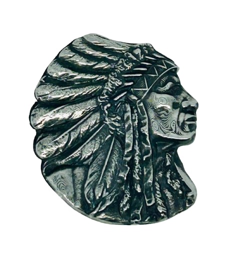 Indian Motorcycle Geronimo Lapel Pin - 1940's Style Pewter Reproduction Badge