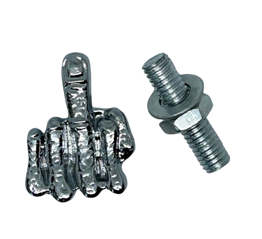 Middle finger license plate bolts - chrome plate bolts - unique bolt covers - middle finger decorative bolt - PRICE IS EACH