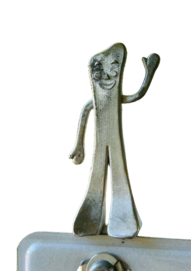 Gumby license plate topper - vintage Gumby figurine - Gumby pewter license plate topper - vintage style Gumby plate top - Hot Rod plate top