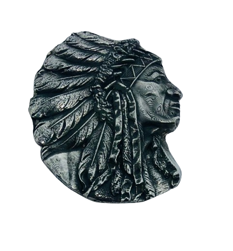 Indian Motorcycle medallion - Indian head medallion - Geronimo Indian pewter badge - Large pewter Indian badge