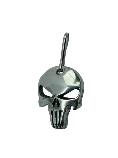 Punisher zipper pull - Silver punisher charm - Frank Castle Punisher silver medal - Stan Lee punisher zipper pull made of solid pewter