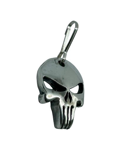 Punisher zipper pull - Silver punisher charm - Frank Castle Punisher silver medal - Stan Lee punisher zipper pull made of solid pewter