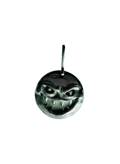 Evil Happy Face zipper pull, fun pewter zipper pull - evil grin pewter zipper pull or charm - Evil Happy face pendant