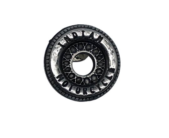 Indian Motorcycle lapel pin - tire design - made of pewter - Vintage Indian pin badge - Indian wheel design pin